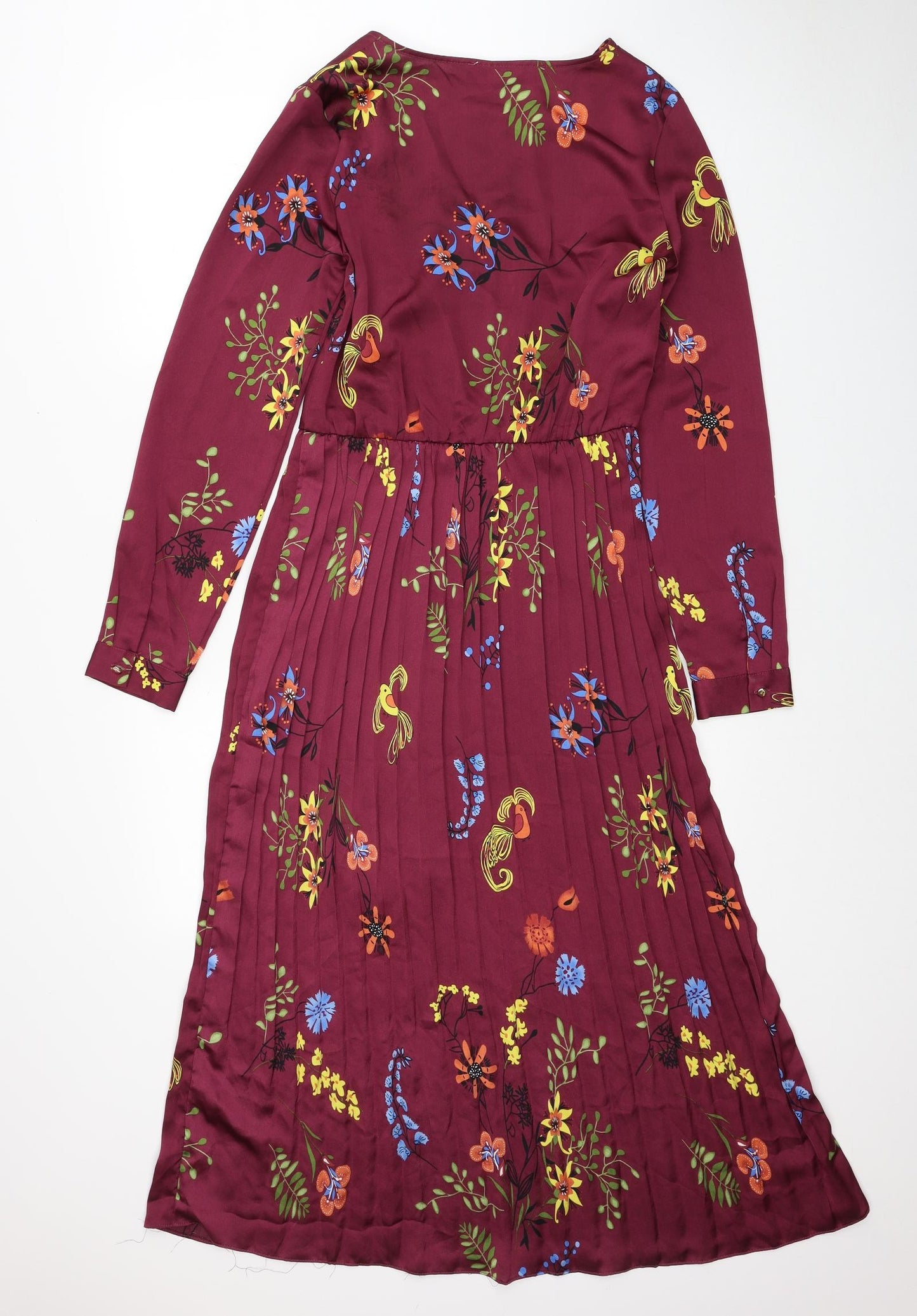 Liquorish Womens Red Paisley Polyester Maxi Size 8 V-Neck Button