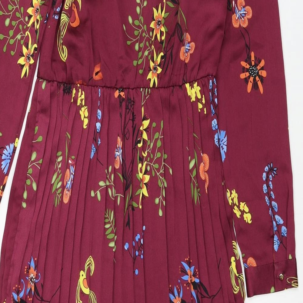 Liquorish Womens Red Paisley Polyester Maxi Size 8 V-Neck Button