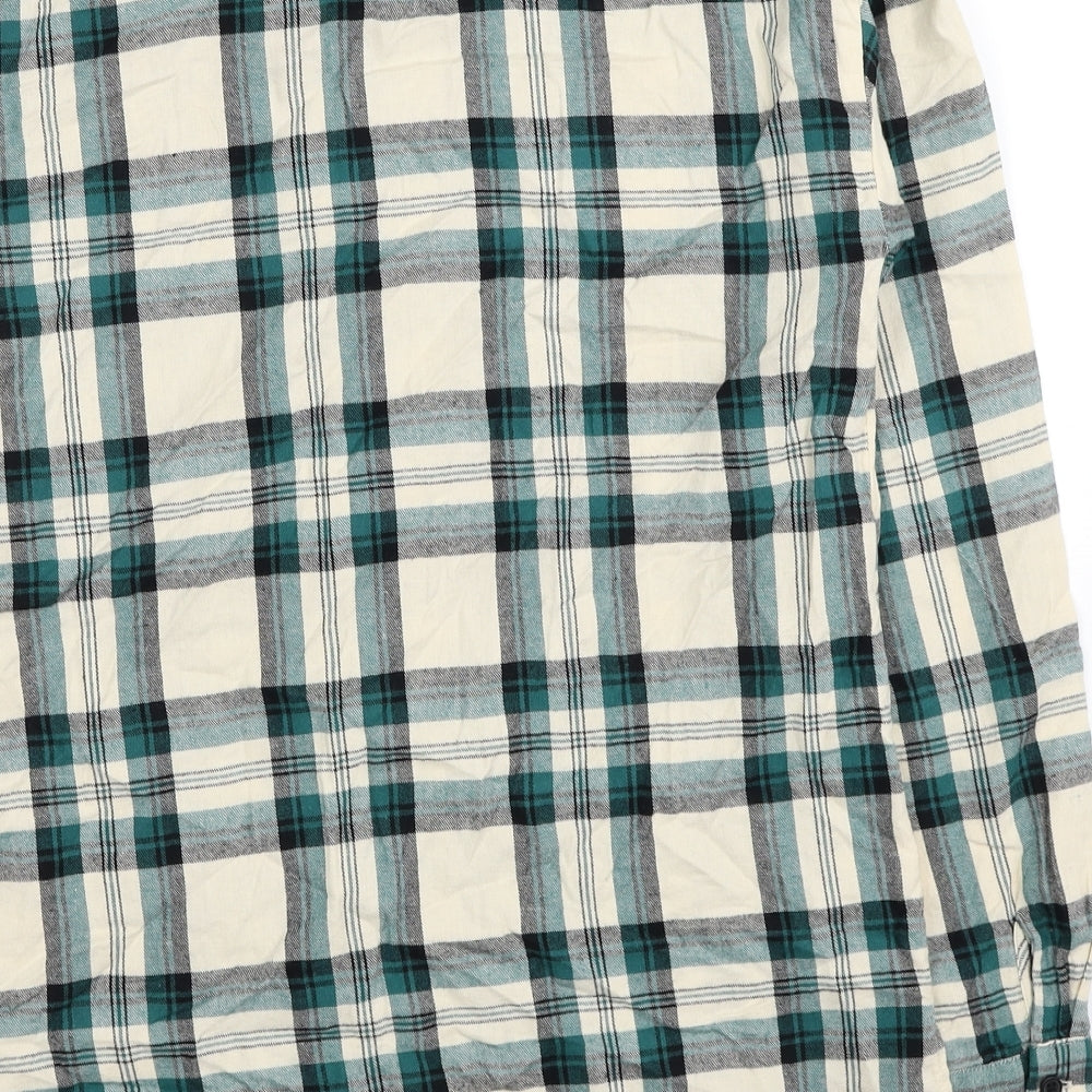 New Look Boys Beige Plaid Cotton Basic Button-Up Size 13 Years Round Neck Button