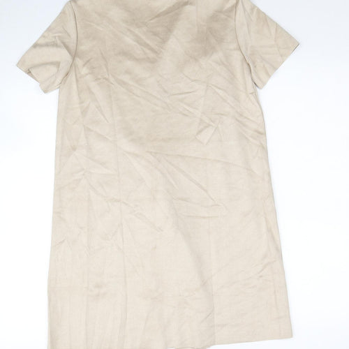 Zara Womens Beige Polyester Shift Size XS V-Neck Pullover