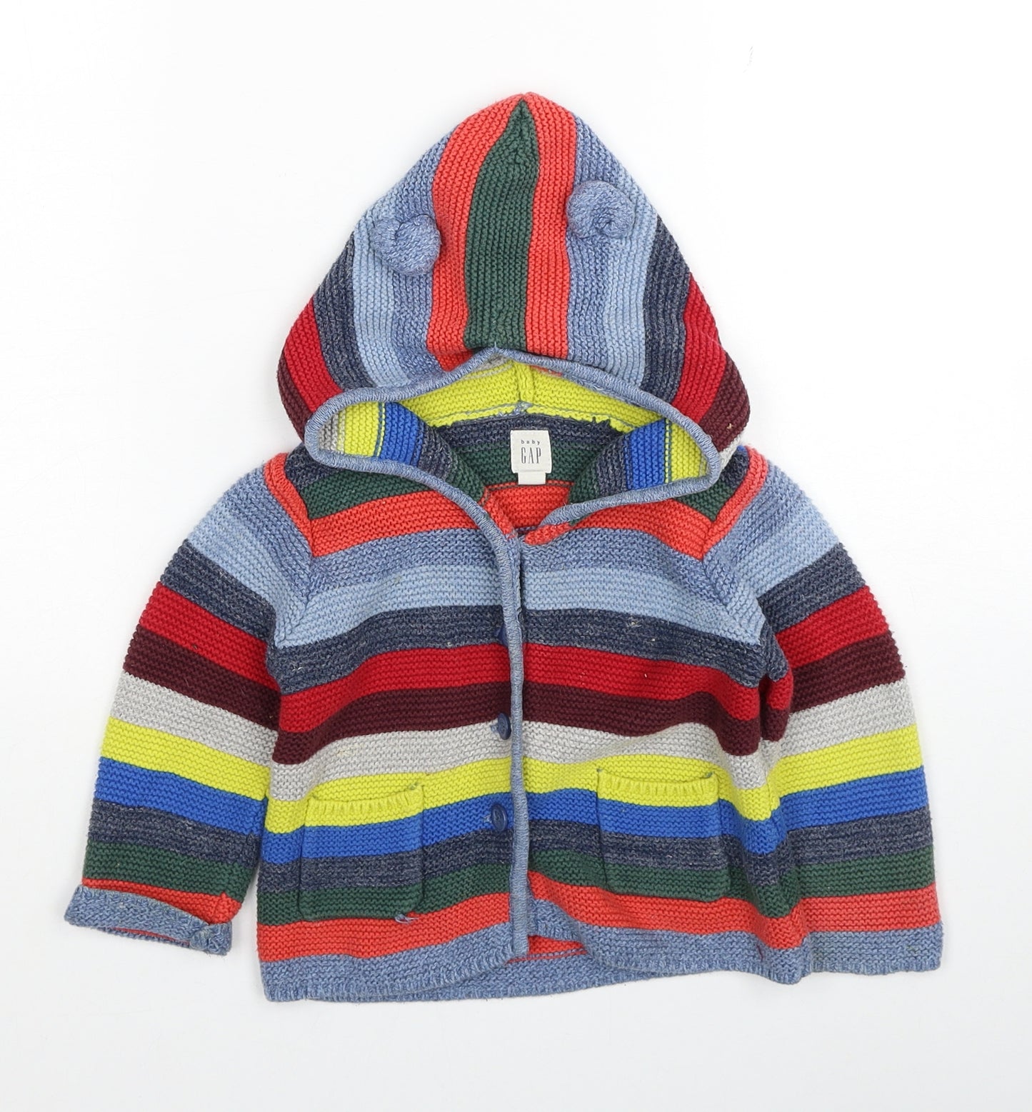 Gap Boys Multicoloured Striped Jacket Coatigan Size 12-18 Months Button