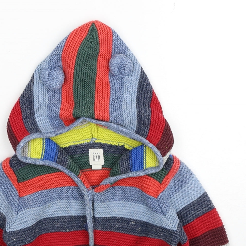 Gap Boys Multicoloured Striped Jacket Coatigan Size 12-18 Months Button