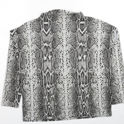 TU Womens Grey Round Neck Animal Print Viscose Pullover Jumper Size 12 - Snake print