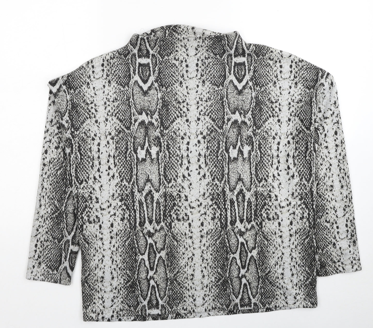 TU Womens Grey Round Neck Animal Print Viscose Pullover Jumper Size 12 - Snake print