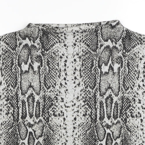 TU Womens Grey Round Neck Animal Print Viscose Pullover Jumper Size 12 - Snake print