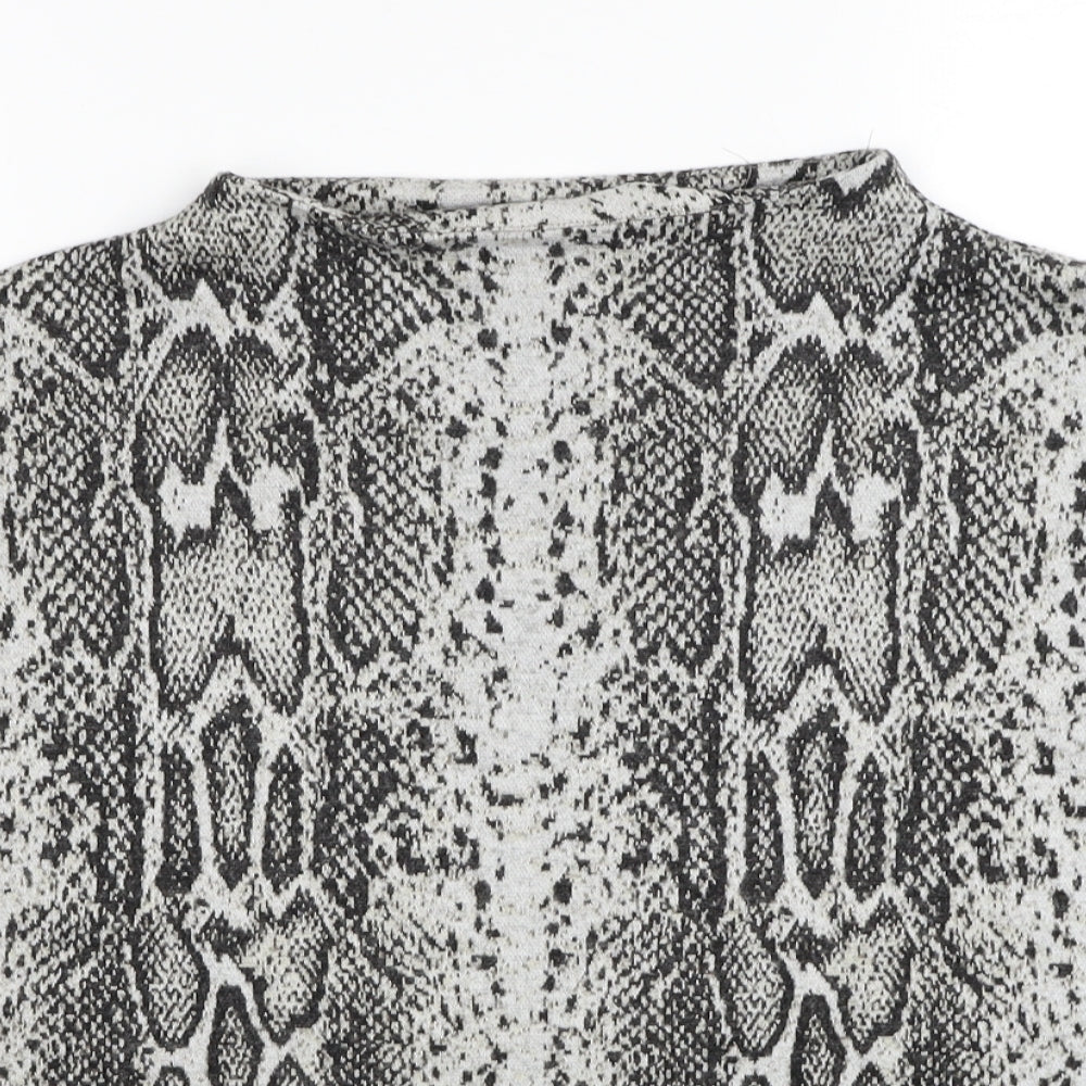TU Womens Grey Round Neck Animal Print Viscose Pullover Jumper Size 12 - Snake print