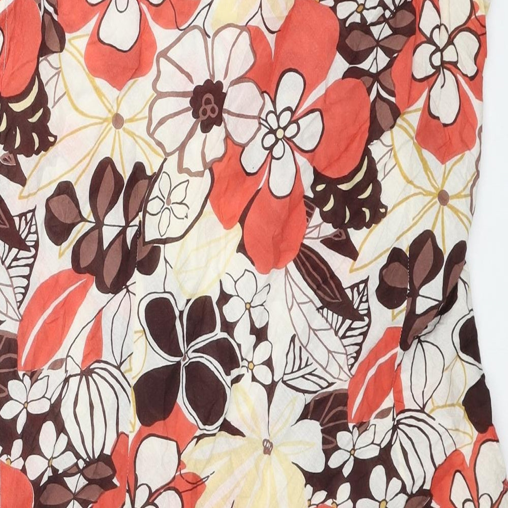 Pomodoro Womens Multicoloured Floral Cotton Basic Blouse Size 18 V-Neck - Cap Sleeve