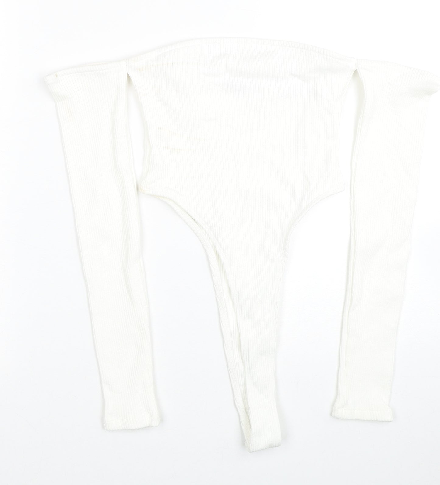 Zara Womens White Viscose Bodysuit One-Piece Size S Snap
