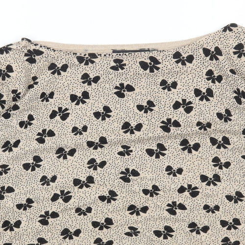M&Co Womens Brown Round Neck Geometric Viscose Pullover Jumper Size 14