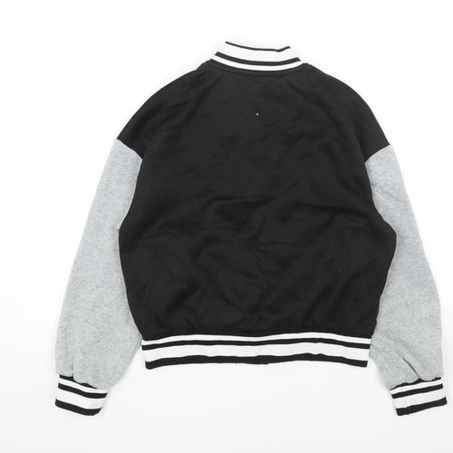 SheIn Womens Black Bomber Jacket Jacket Size M Snap