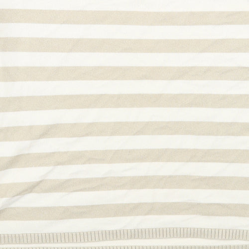 Marks and Spencer Womens Beige Round Neck Striped Viscose Pullover Jumper Size 14