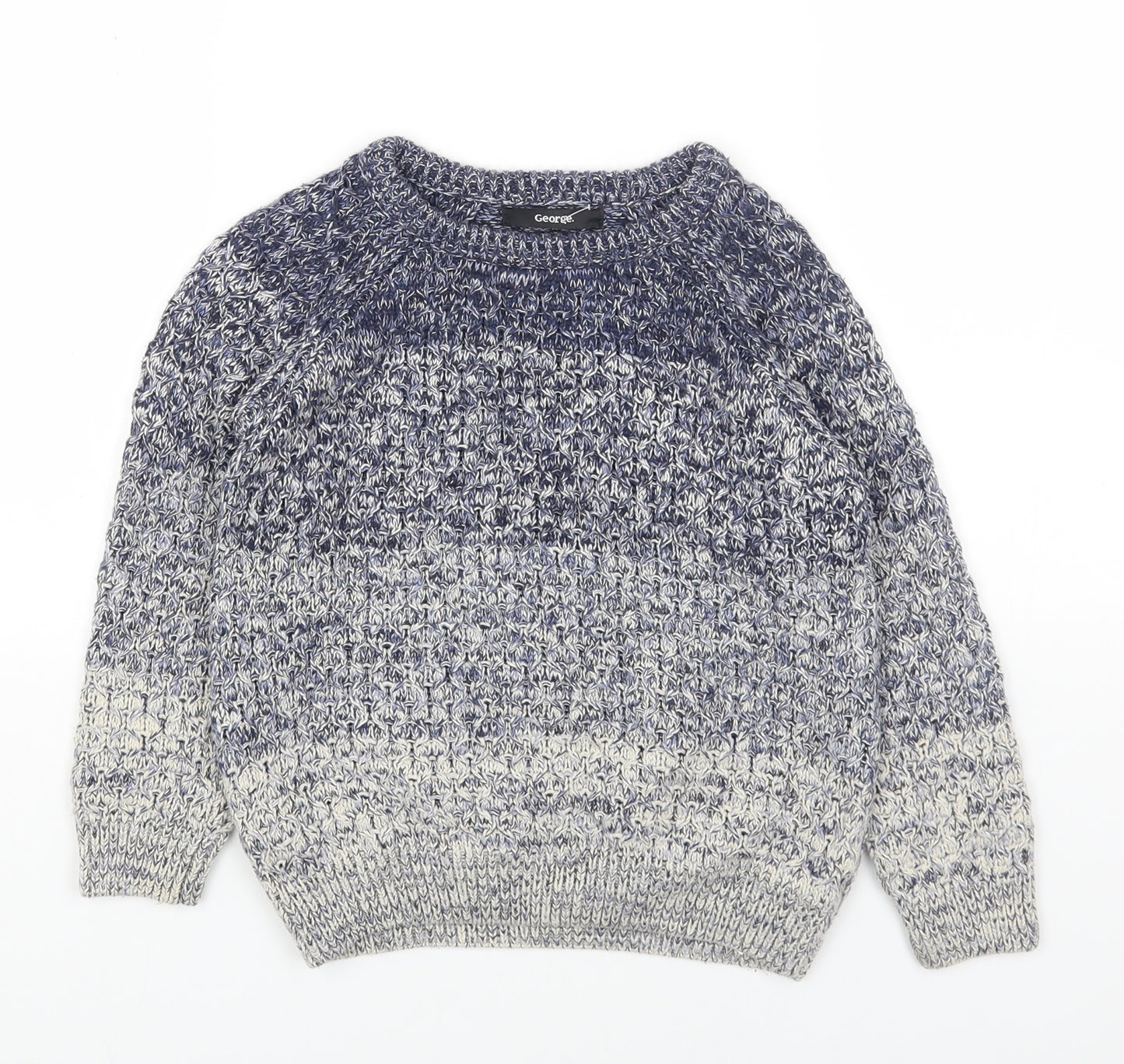 George Boys Blue Round Neck Cotton Pullover Jumper Size 4-5 Years Pullover