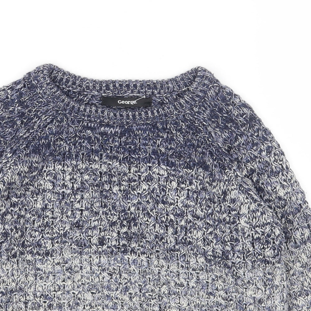 George Boys Blue Round Neck Cotton Pullover Jumper Size 4-5 Years Pullover