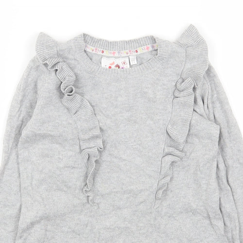 John Rocha Girls Grey Cotton Jumper Dress Size 3-4 Years Round Neck Pullover