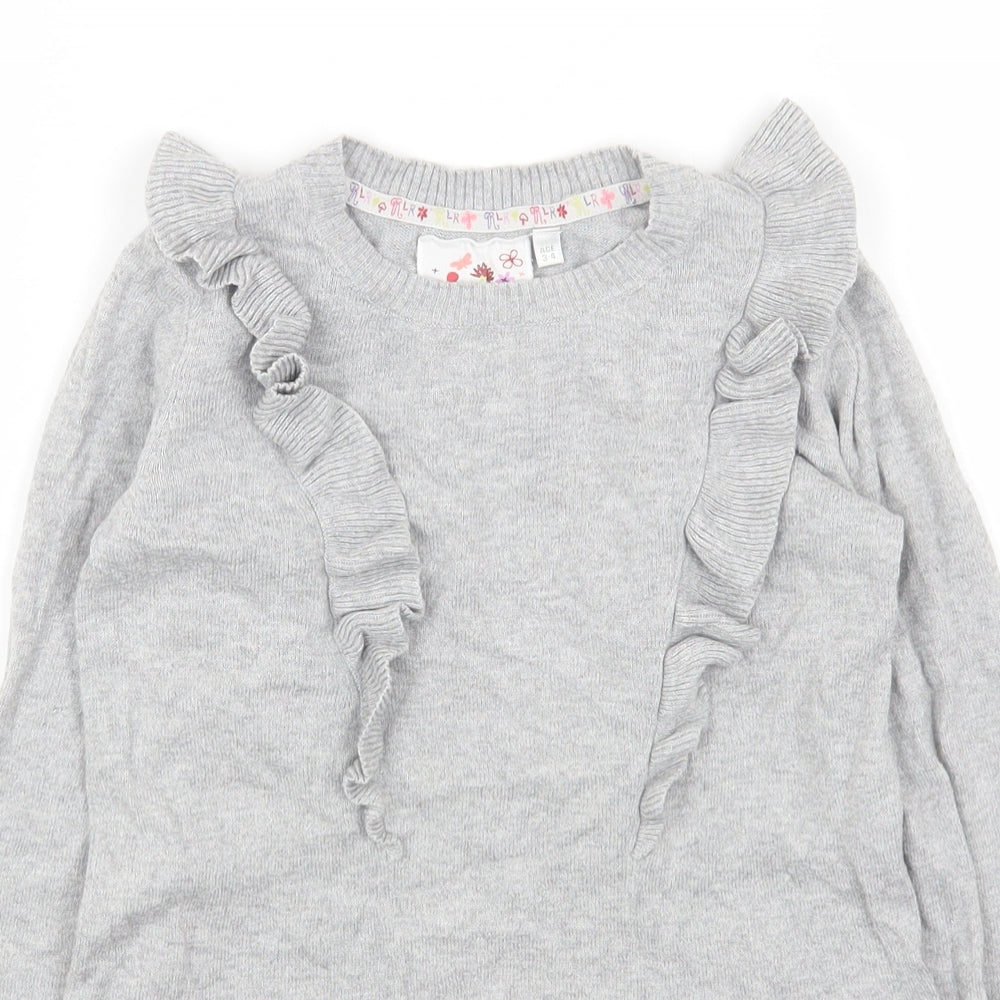 John Rocha Girls Grey Cotton Jumper Dress Size 3-4 Years Round Neck Pullover