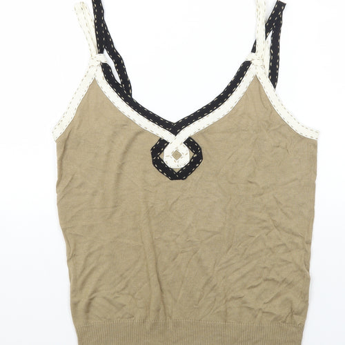 BANDOLERA Womens Beige Cotton Camisole Tank Size L V-Neck