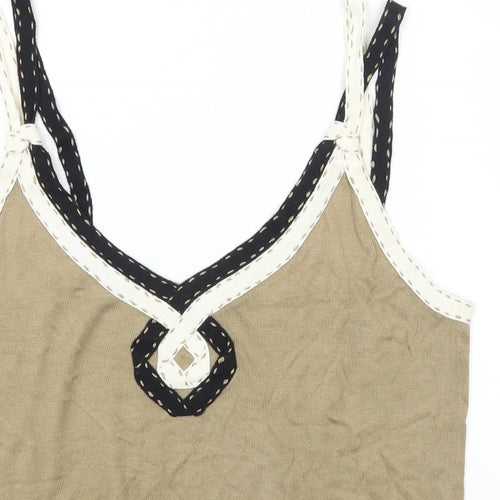 BANDOLERA Womens Beige Cotton Camisole Tank Size L V-Neck