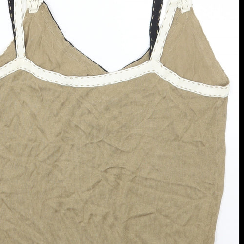 BANDOLERA Womens Beige Cotton Camisole Tank Size L V-Neck