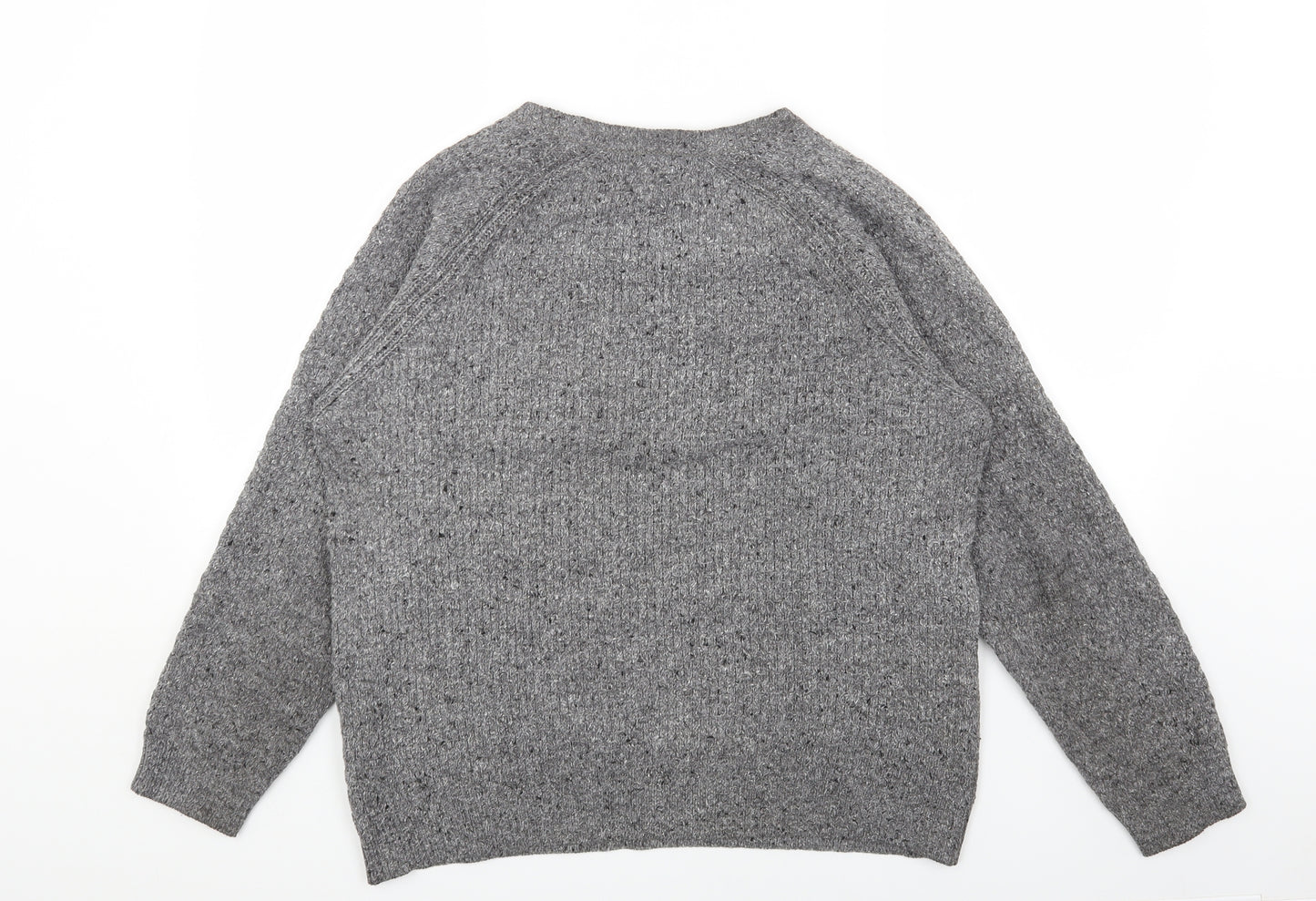 Marks and Spencer Womens Grey Round Neck Acrylic Pullover Jumper Size L