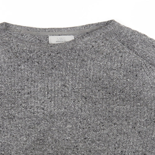 Marks and Spencer Womens Grey Round Neck Acrylic Pullover Jumper Size L