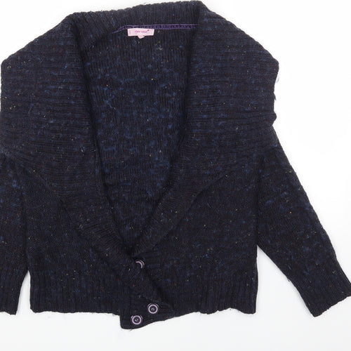 Per Una Womens Blue V-Neck Acrylic Wrap Jumper Size L