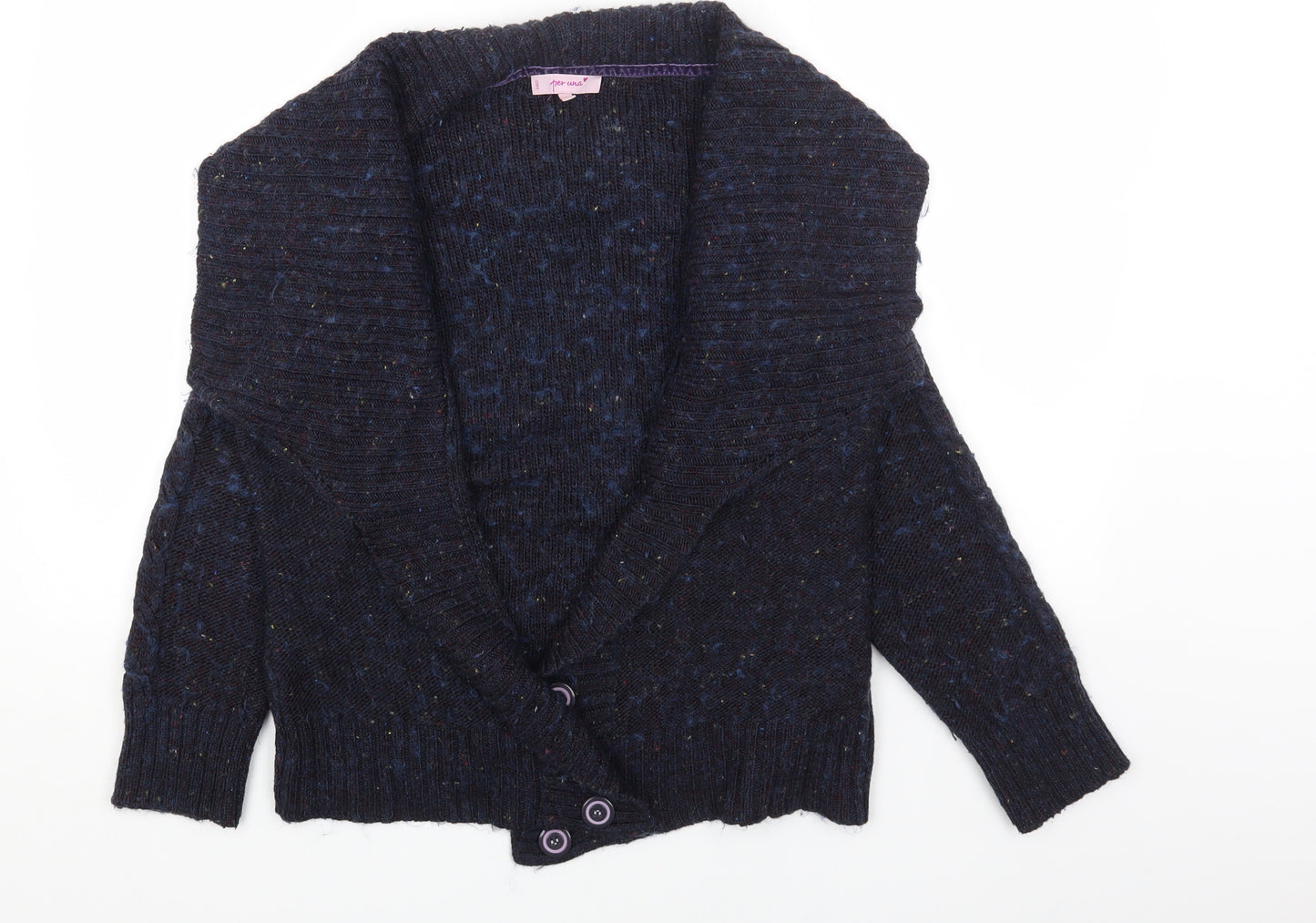 Per Una Womens Blue V-Neck Acrylic Wrap Jumper Size L