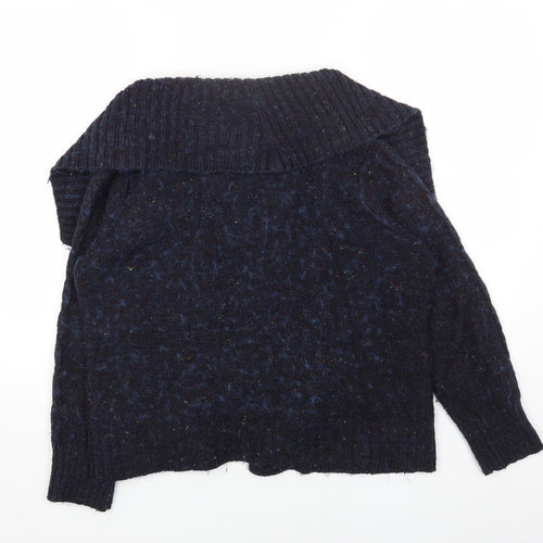 Per Una Womens Blue V-Neck Acrylic Wrap Jumper Size L