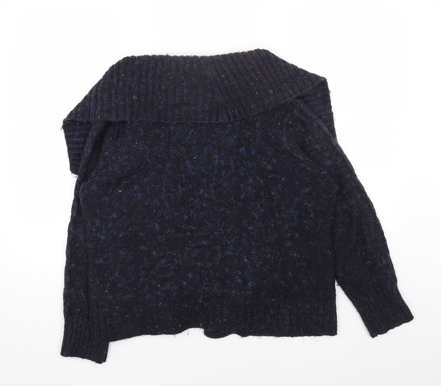Per Una Womens Blue V-Neck Acrylic Wrap Jumper Size L