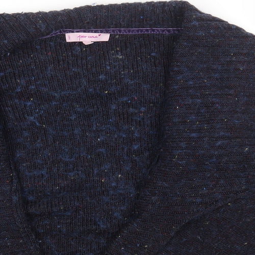 Per Una Womens Blue V-Neck Acrylic Wrap Jumper Size L
