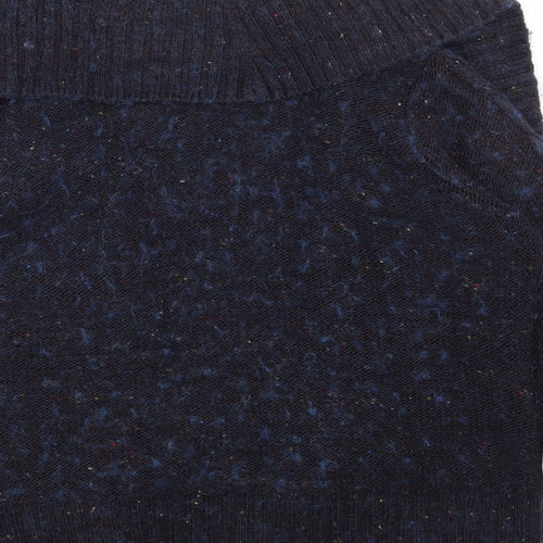 Per Una Womens Blue V-Neck Acrylic Wrap Jumper Size L