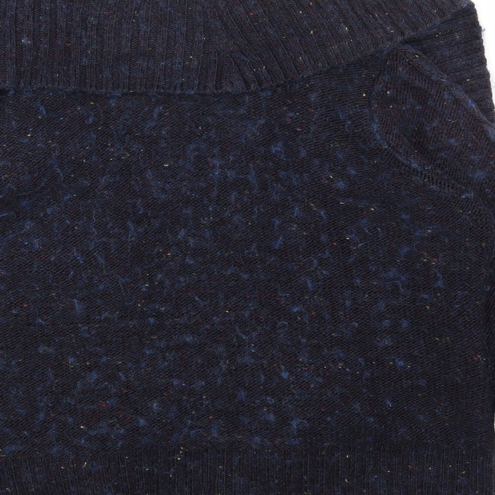 Per Una Womens Blue V-Neck Acrylic Wrap Jumper Size L