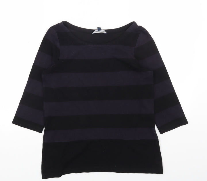 French Connection Womens Purple Striped Viscose Basic T-Shirt Size XS Boat Neck