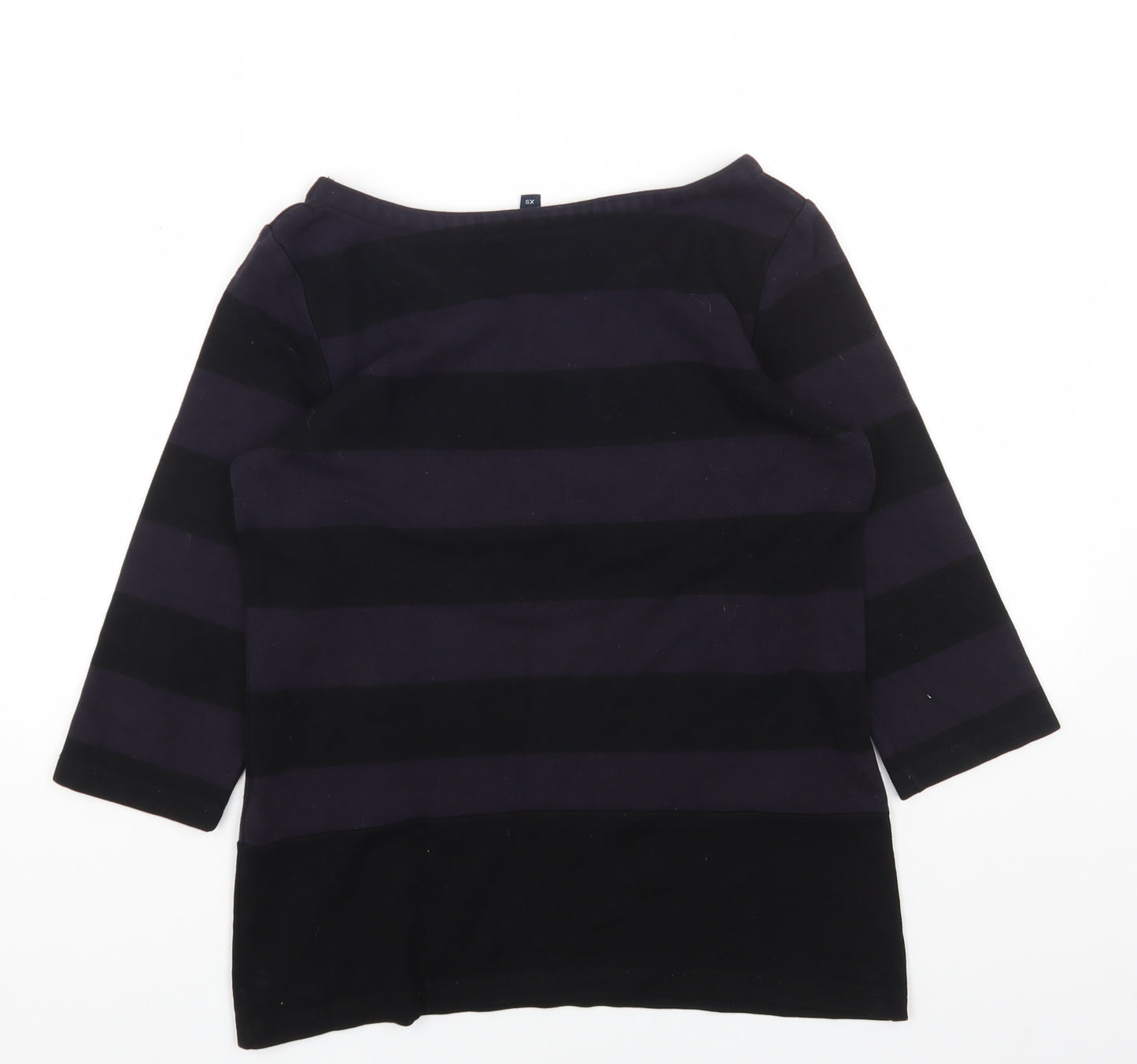 French Connection Womens Purple Striped Viscose Basic T-Shirt Size XS Boat Neck