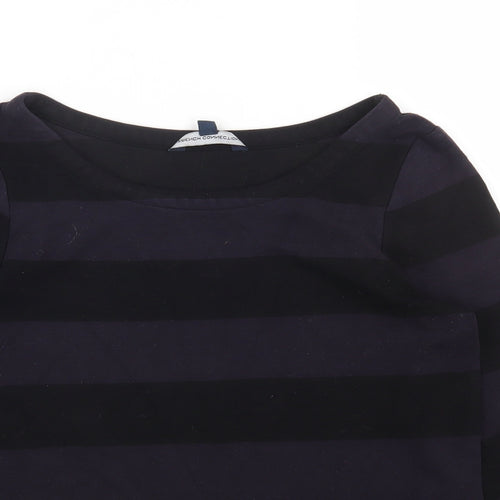 French Connection Womens Purple Striped Viscose Basic T-Shirt Size XS Boat Neck