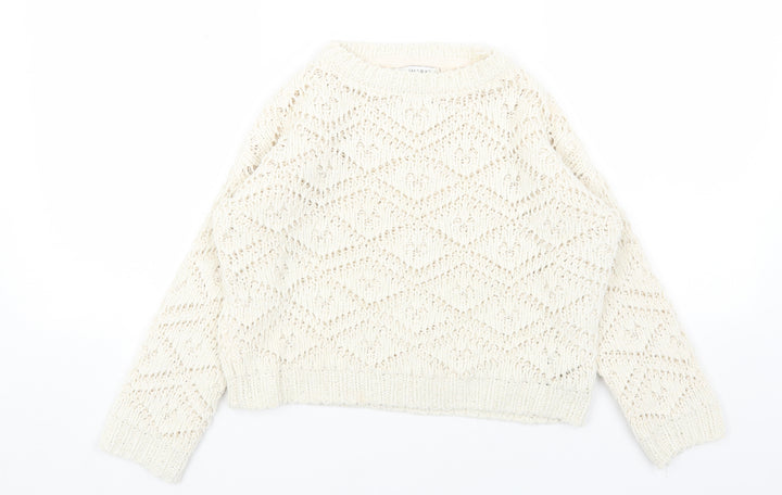 Primark Girls White Geometric Polyester Pullover Sweatshirt Size 8-9 Years Pullover
