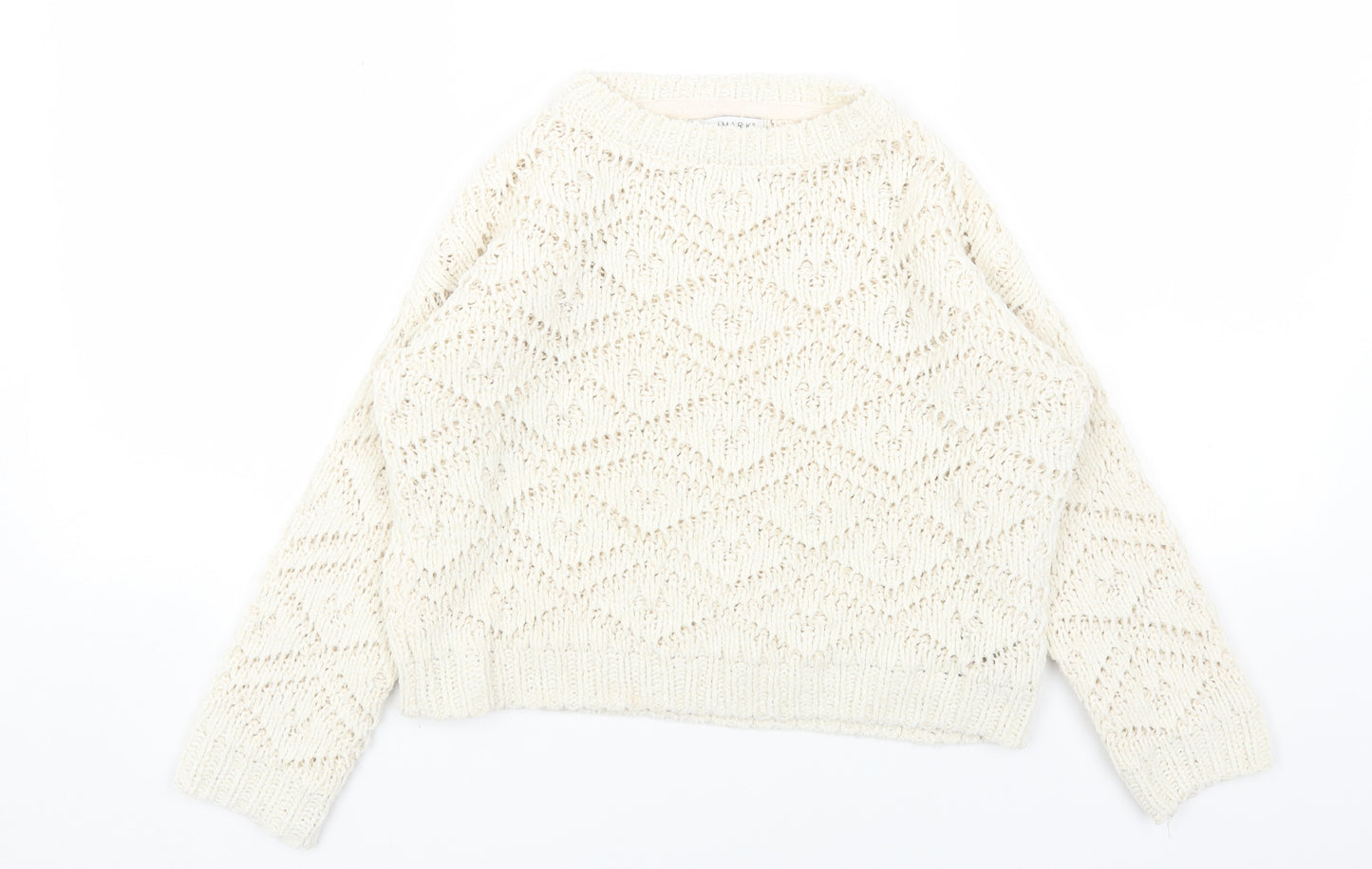Primark Girls White Geometric Polyester Pullover Sweatshirt Size 8-9 Years Pullover