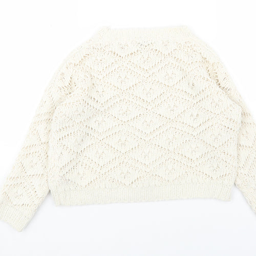 Primark Girls White Geometric Polyester Pullover Sweatshirt Size 8-9 Years Pullover