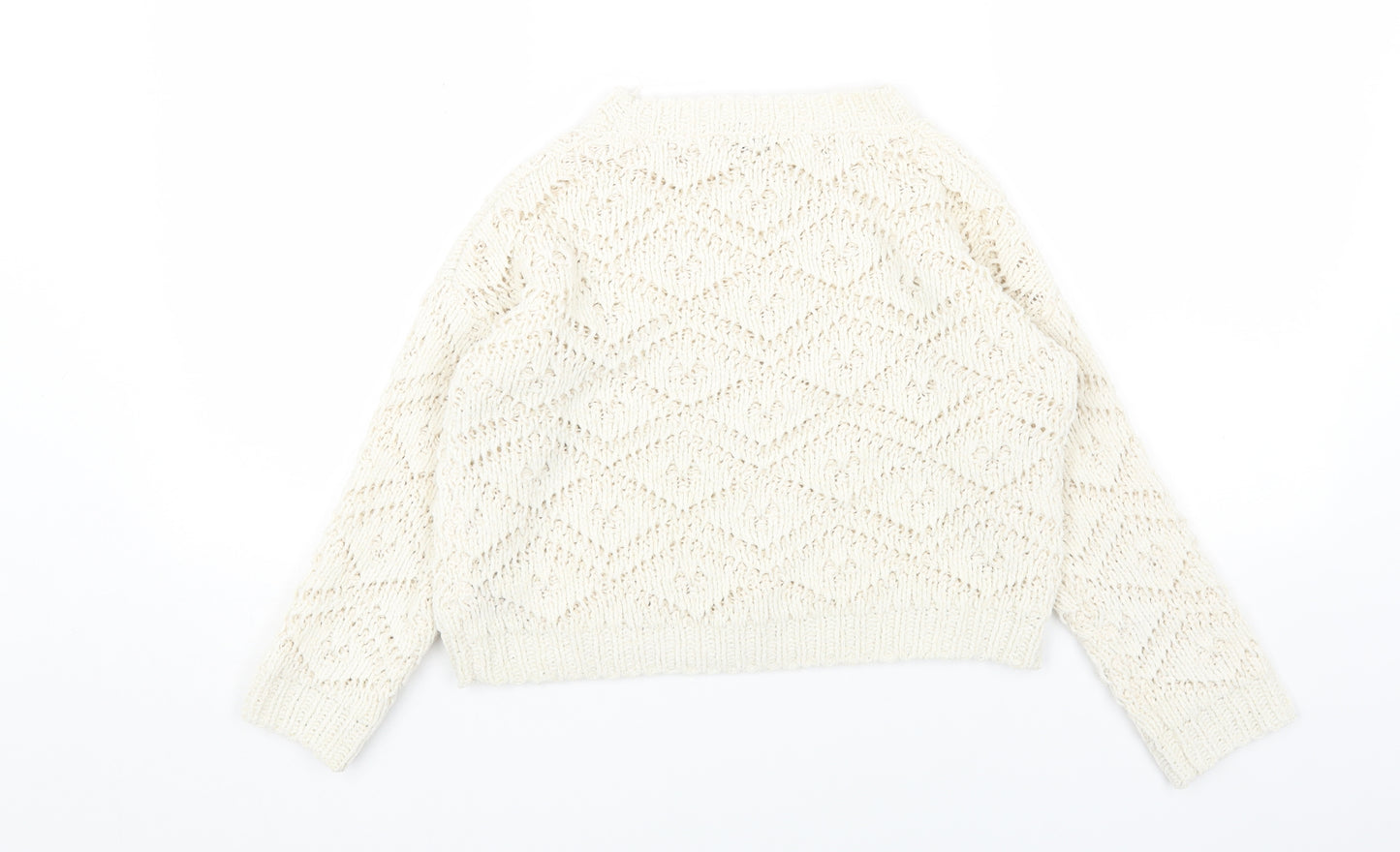 Primark Girls White Geometric Polyester Pullover Sweatshirt Size 8-9 Years Pullover