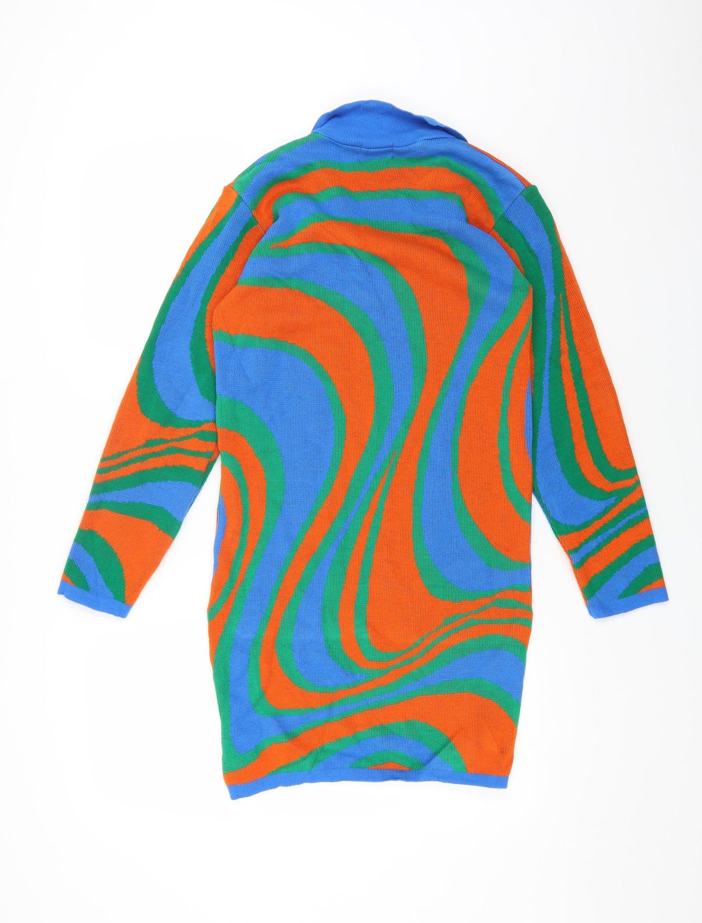 I SAW IT FIRST Womens Multicoloured Geometric Acrylic Jumper Dress Size 10 Collared Pullover
