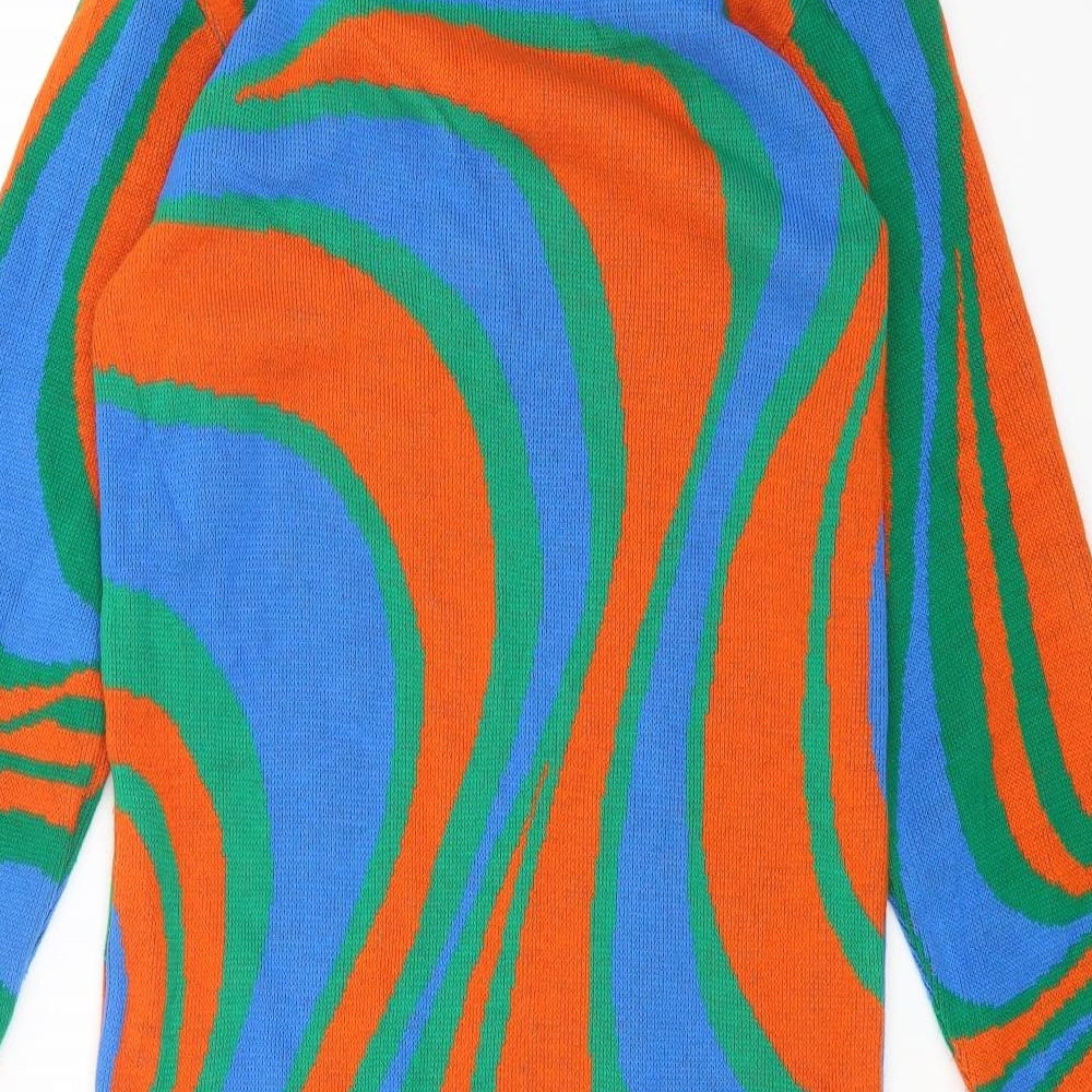 I SAW IT FIRST Womens Multicoloured Geometric Acrylic Jumper Dress Size 10 Collared Pullover