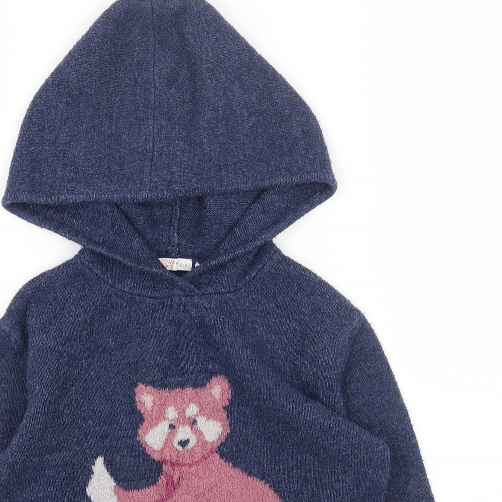 Fat Face Girls Blue Acrylic Pullover Hoodie Size 8-9 Years Pullover - Red Panda