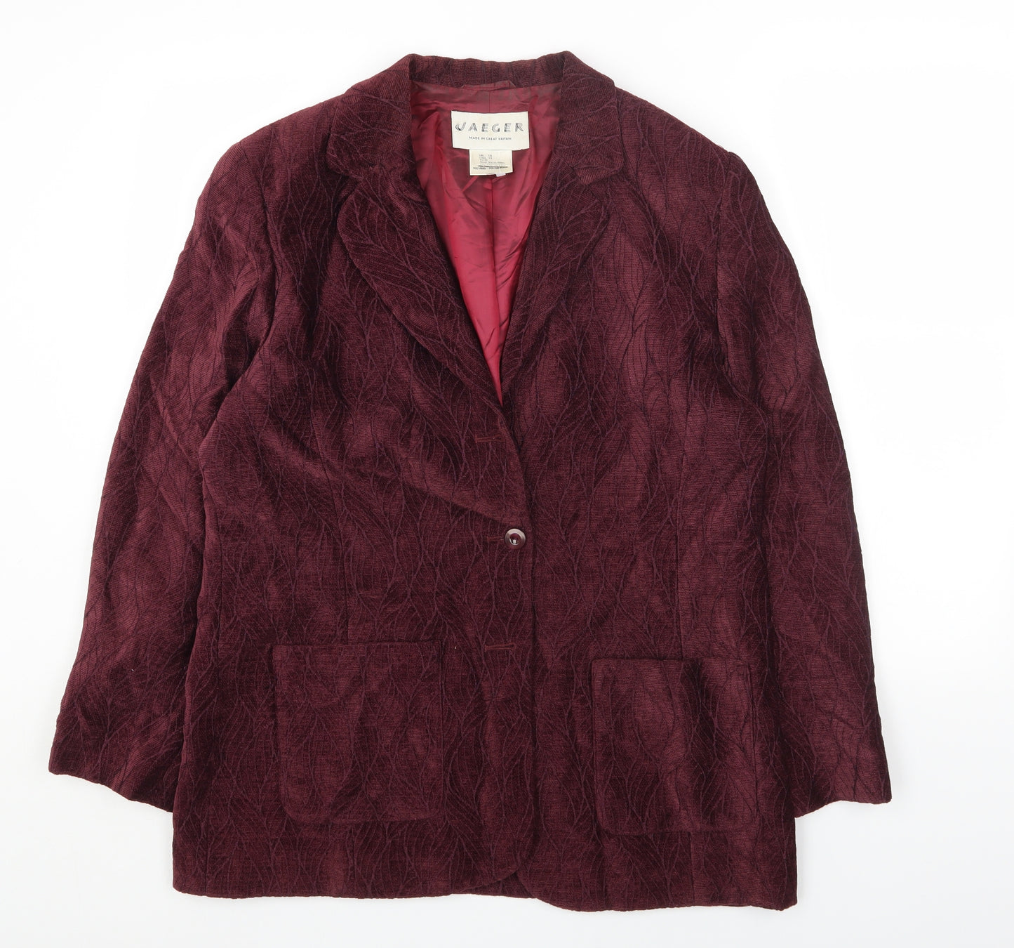 Jaeger Womens Red Jacket Blazer Size 16 Button