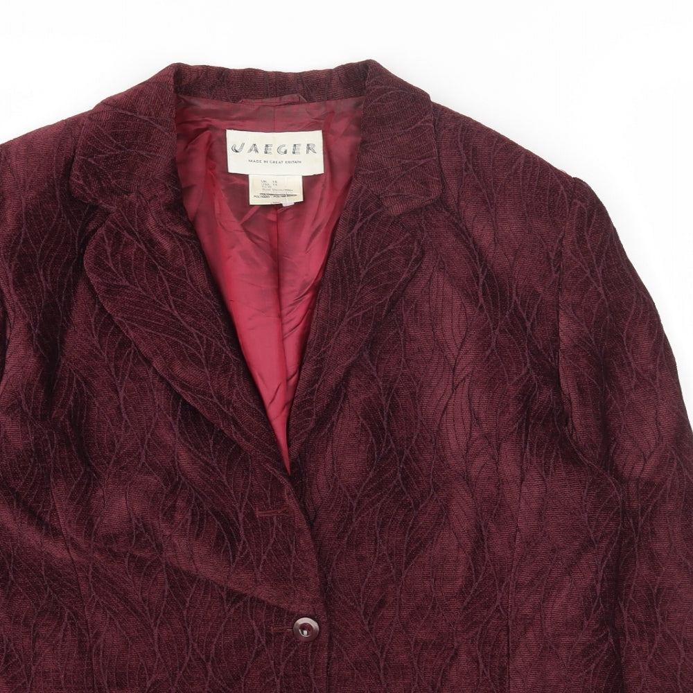 Jaeger Womens Red Jacket Blazer Size 16 Button