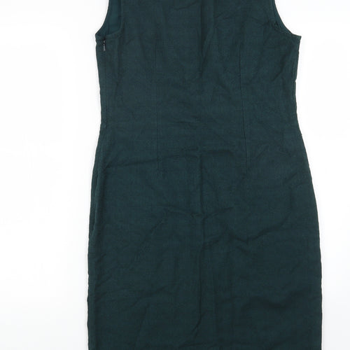 Per Una Womens Green Cotton Sheath Size 12 Scoop Neck Pullover