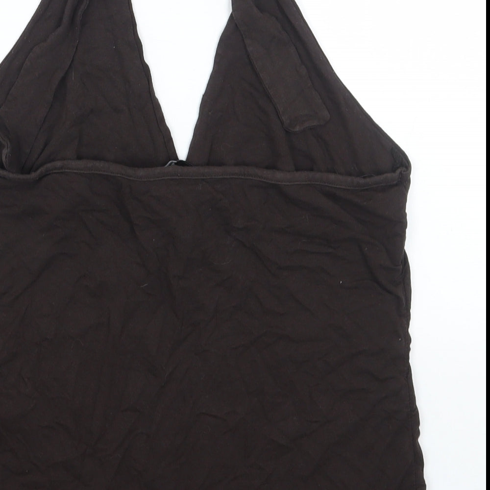 H&M Womens Brown Viscose Basic Tank Size L Halter