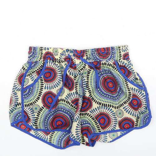 E&D Womens Multicoloured Geometric Polyester Bermuda Shorts Size M Regular Drawstring