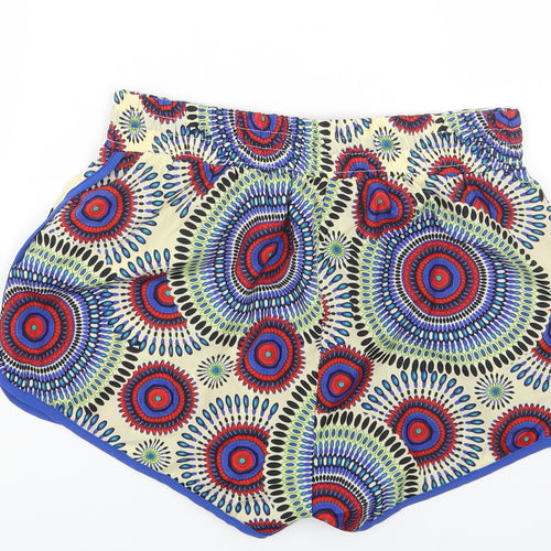 E&D Womens Multicoloured Geometric Polyester Bermuda Shorts Size M Regular Drawstring