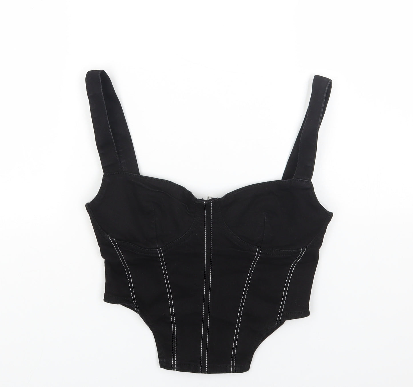 Zara Womens Black Cotton Basic Tank Size S Sweetheart - Corset Style