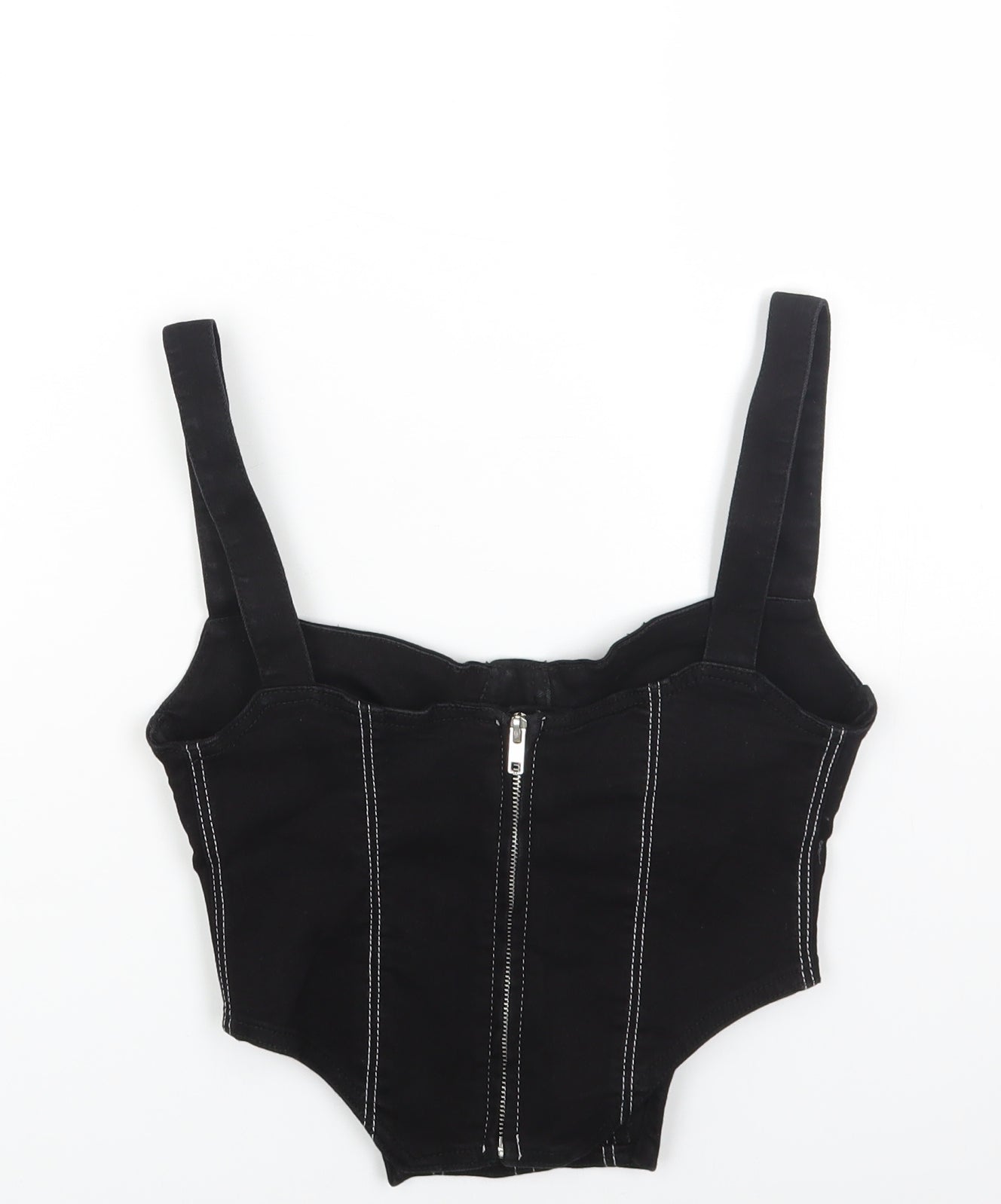 Zara Womens Black Cotton Basic Tank Size S Sweetheart - Corset Style