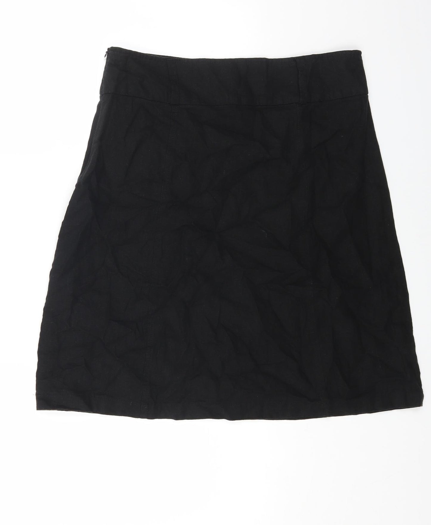 Evie Womens Black Linen Mini Skirt Size 12 Zip